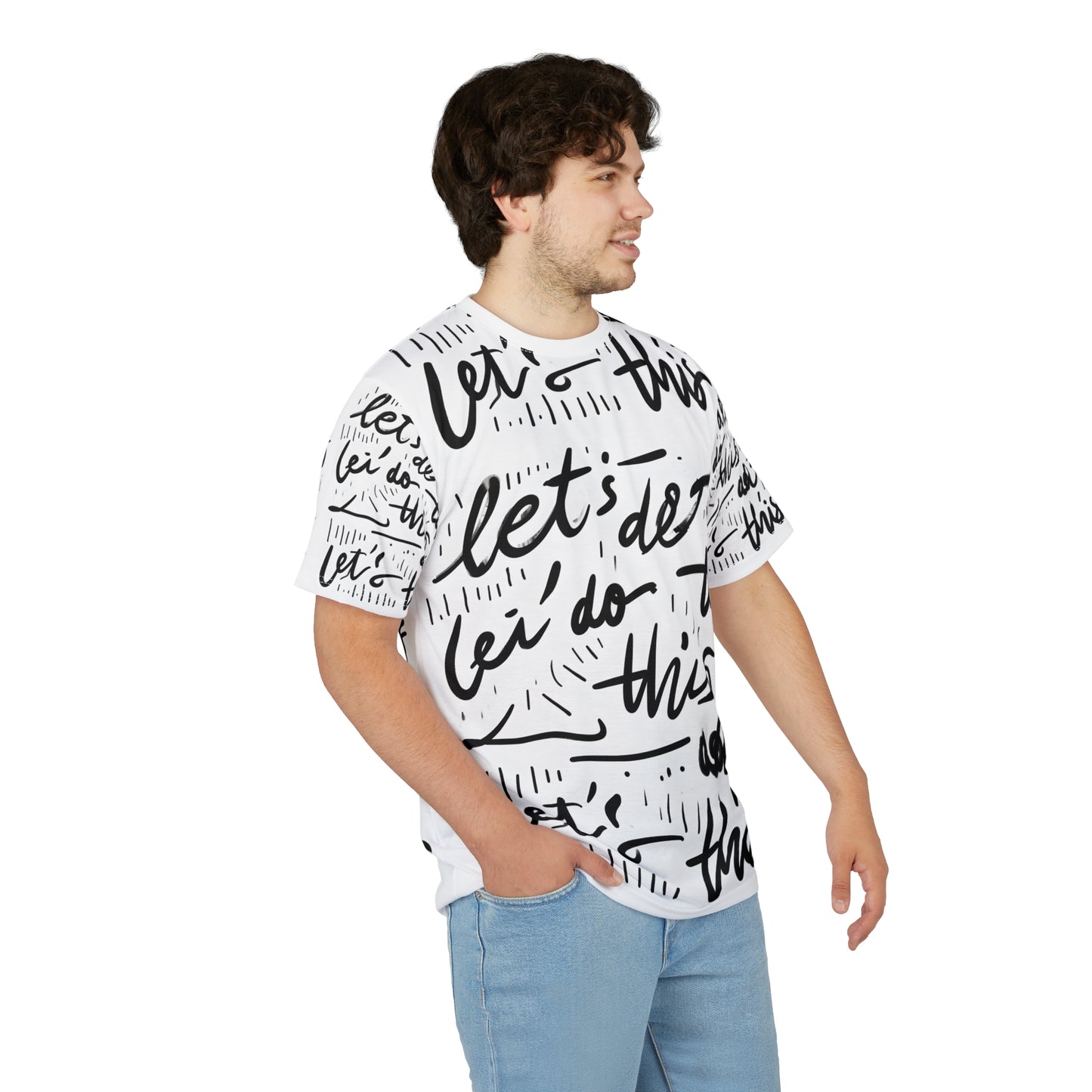 Motivational Unisex Cut & Sew Tee - "Let's Do This!" Black and White Design