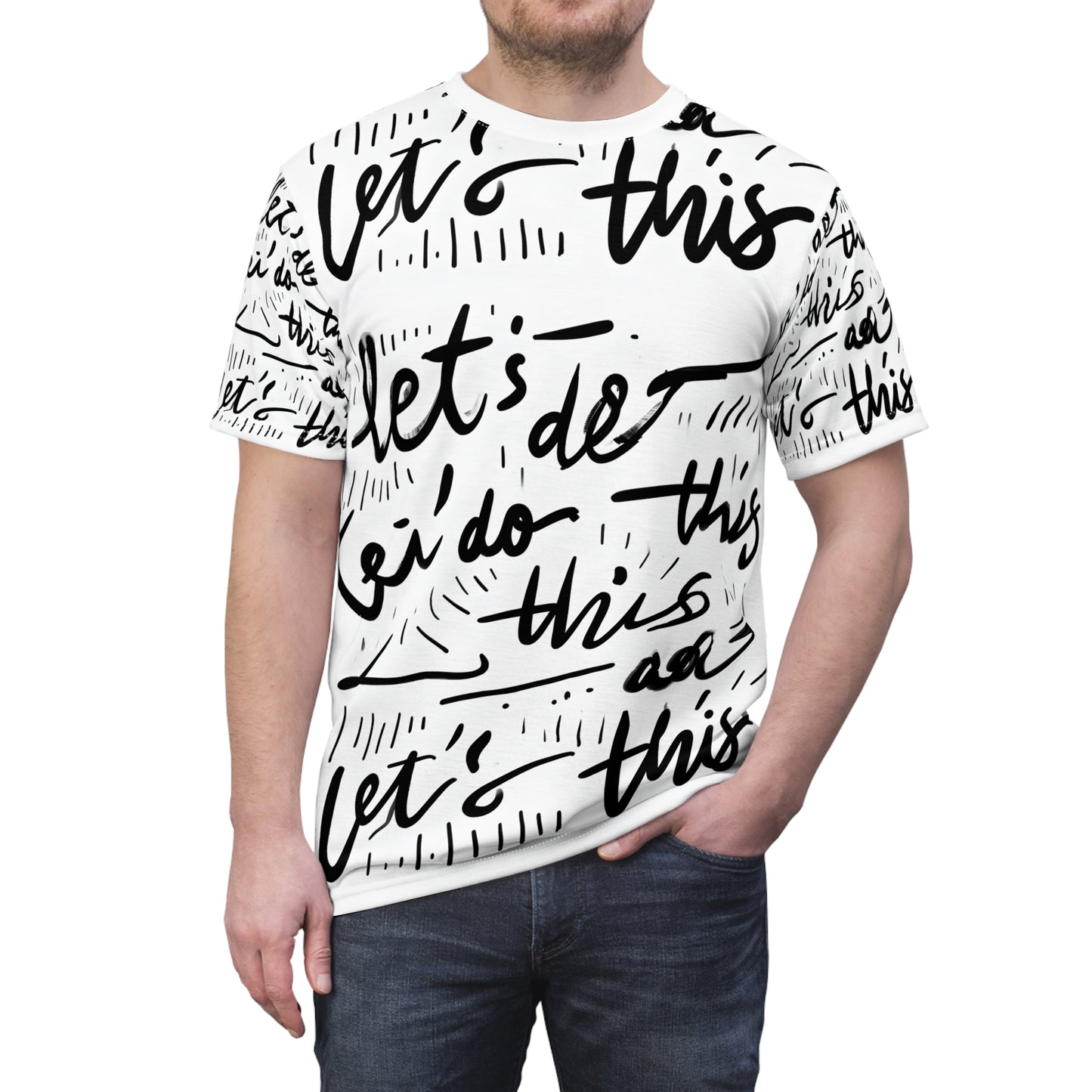 Motivational Unisex Cut & Sew Tee - "Let's Do This!" Black and White Design