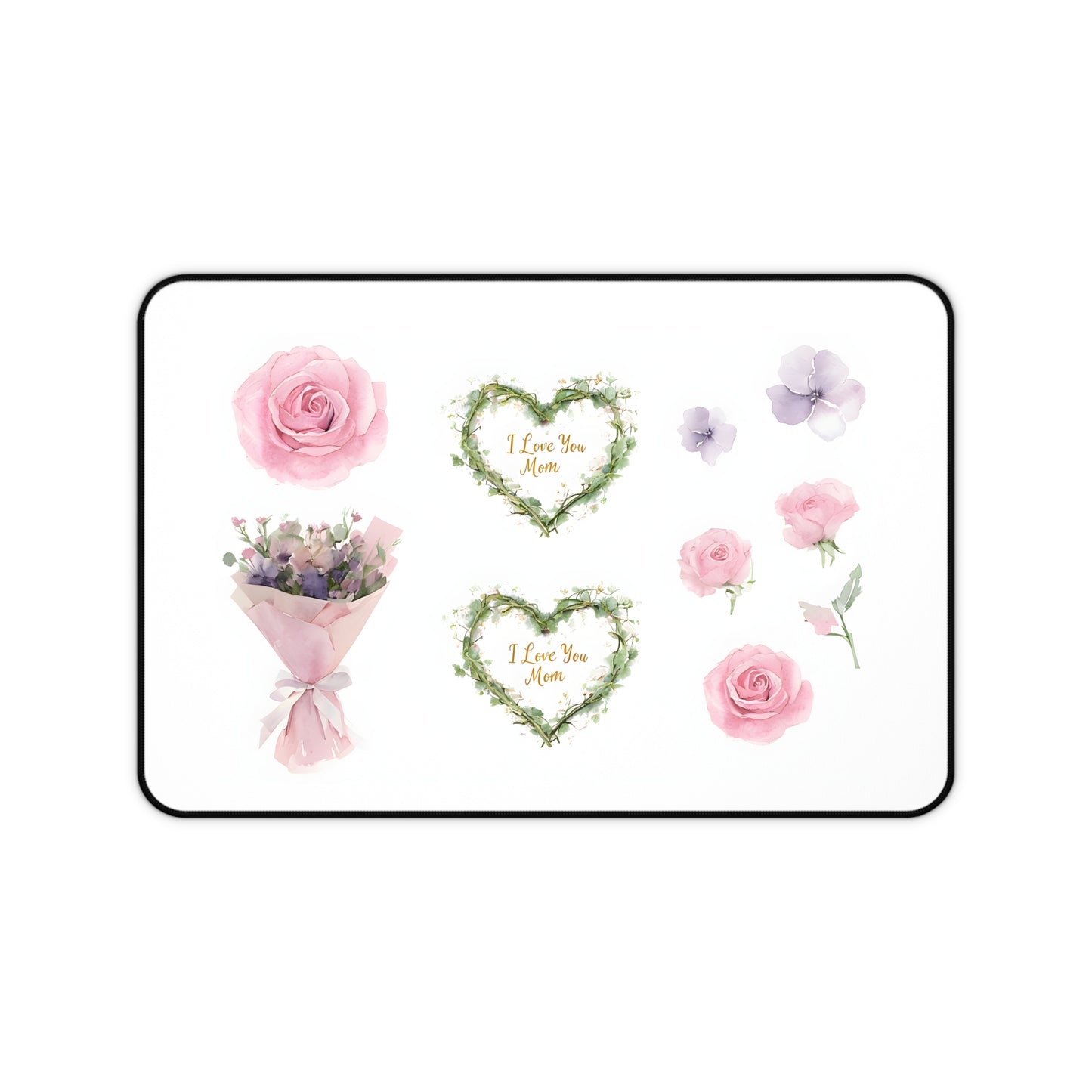 Floral Mom Desk Mat - I Love You Mom Gift for Mother's Day or Any Occasion